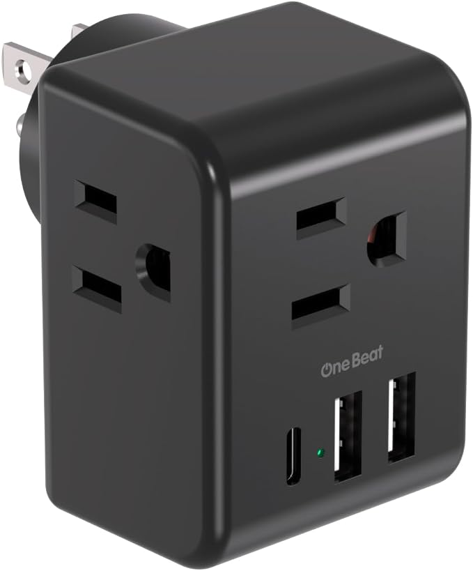 Multi Plug Outlet Extender, Power Strip Non Surge Protector Electric Outlet by OneBeat