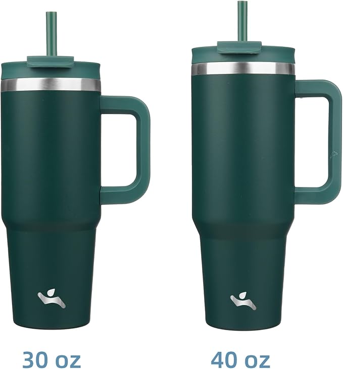 40 oz Tumbler with Handle and 2 Straws, 2 in 1 Lid Insulated Water Bottle - Image 3