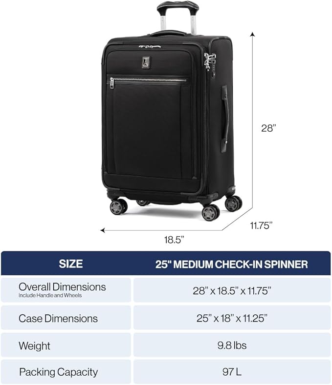 Travelpro Platinum Elite Softside Expandable Checked Luggage, 8 Wheel Spinner - Image 2