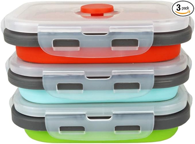 ECOmorning 3 Piece Silicone Food Storage Containers Collapsible Silicone Bowl by CCyanzi