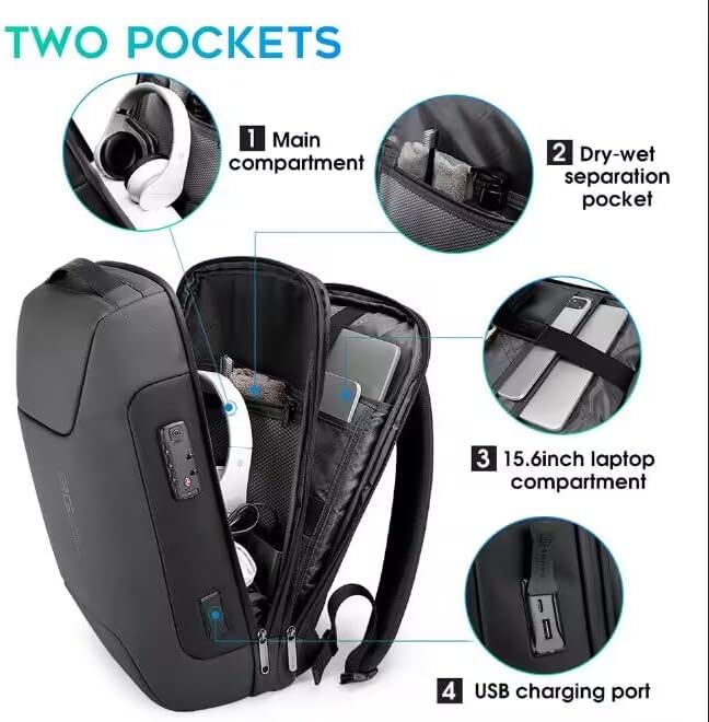 BANGE Anti Theft Business Backpack Fits 15.6 Inch Laptop, Smart Work Backpack - Image 2