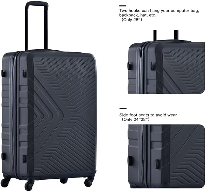Campfun 3 Piece Luggage Sets, Hardshell ABS Luggage - Image 3