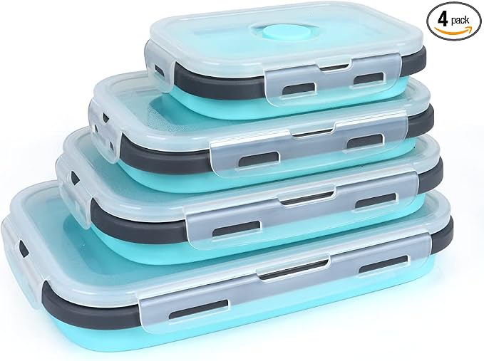 Set of 4 Collapsible Foldable Silicone Food Storage Containers, Ktichen by VIGIND
