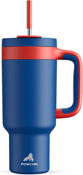POWCAN 40 oz Tumbler with Handle, 2-in-1 Metal Straw and Sip Lid, Dishwasher by POWCAN