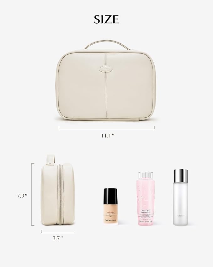 EACHY Toiletry Bag with Hanging Hook, Travel Makeup Bag PU Leather Cosmetic Bags - Image 6