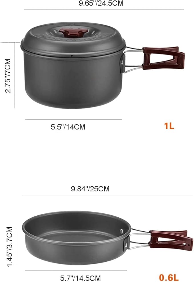 Bulin 24/13/11/8/4 PCS Camping Cookware Mess Kit Lightweight Backpacking - Image 2
