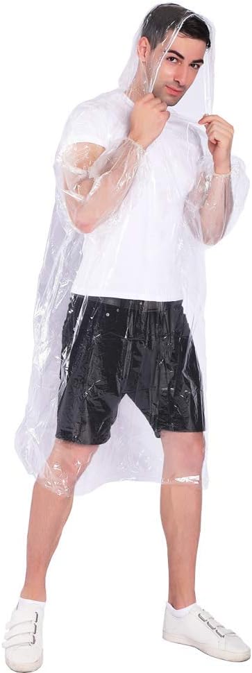 Rain Ponchos, with Drawstring Hood （10 Pack） Emergency Disposable Rain Ponchos - Image 5