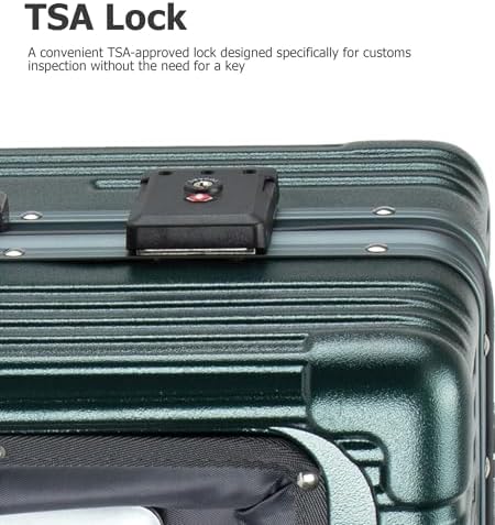 feilario 20in Aluminium Frame PC Hard Shell Spinner Wheels Luggage, Built-In - Image 7