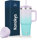 30 oz Tumbler with Handle and 2 Straws, 2 in 1 Lid Insulated Water Bottle by Konokyo