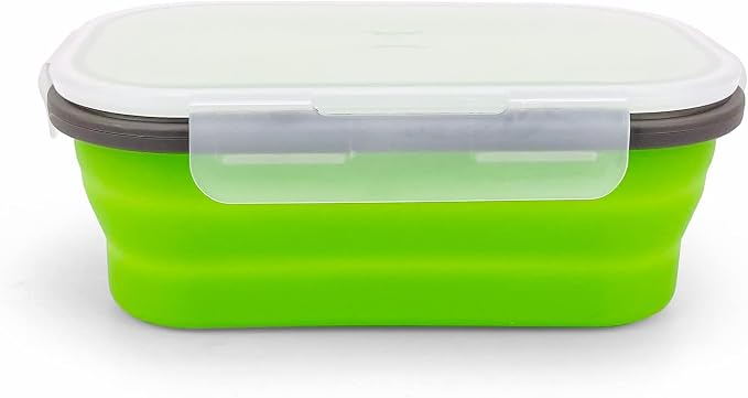 Green Food Grade Silicone Lunch Container Bento Box, Collapsible Food Storage - Image 5