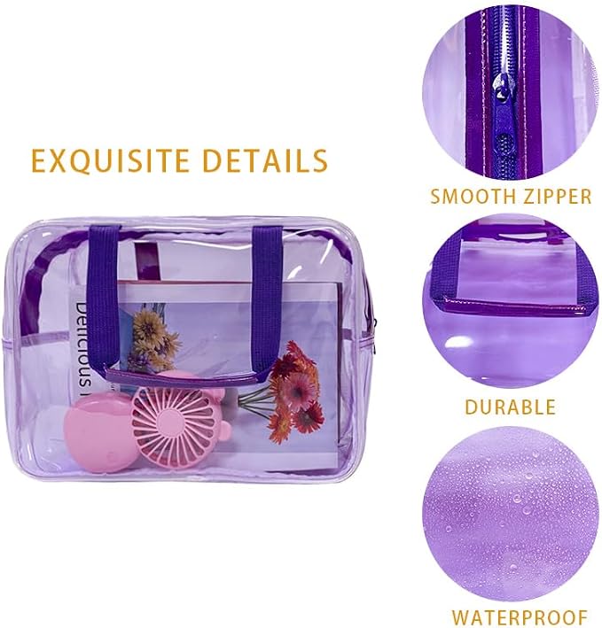 Travel Clear Waterproof PVC Bag, Toiletry Carry Pouch Makeup Artist Bag - Image 3