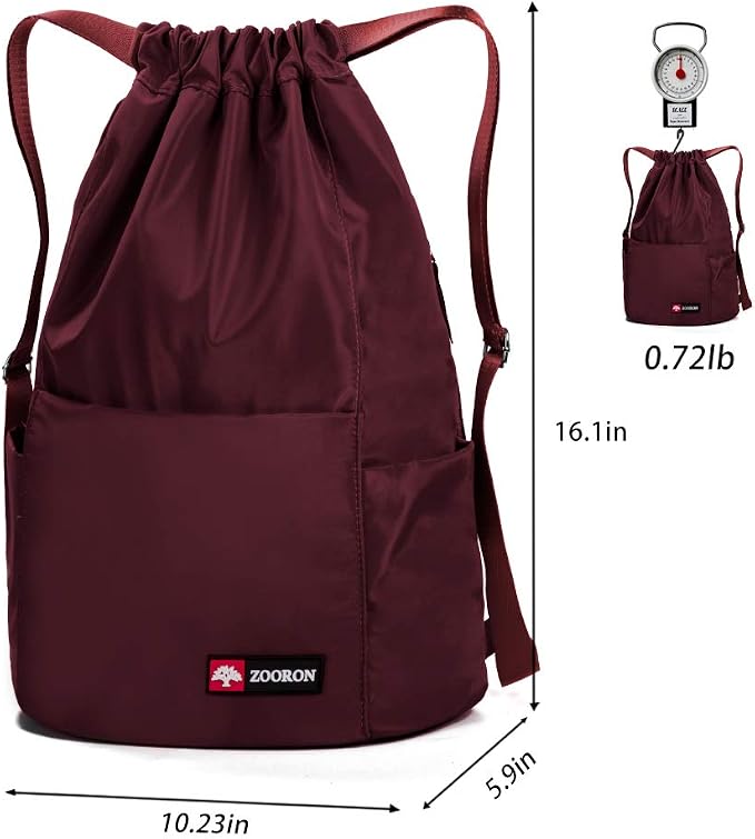 ZOORON Waterproof Drawstring Gym Backpack Bag - Image 6