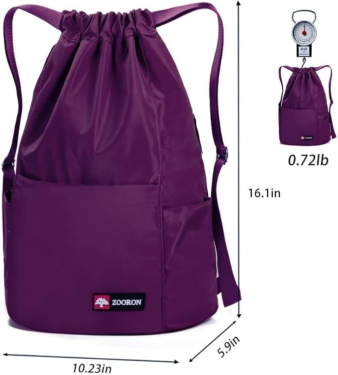 ZOORON Waterproof Drawstring Gym Backpack Bag - Image 6