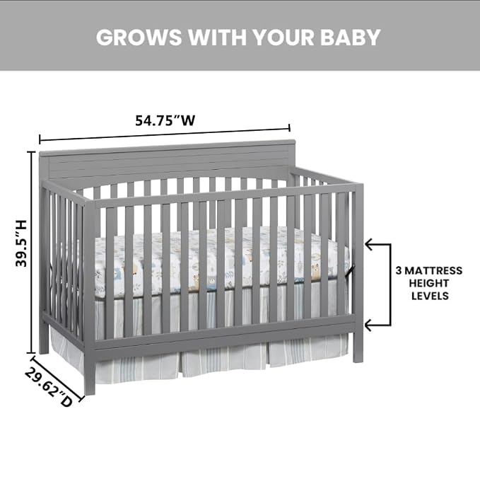 Oxford Baby Harper 4-in-1 Convertible Crib, Dove Gray - Image 4