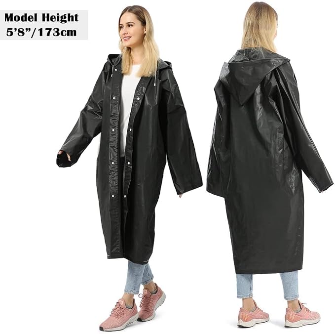 Opret 2 Pack Raincoats for Adults Reusable, EVA Rain Ponchos Lightweight Rain - Image 5