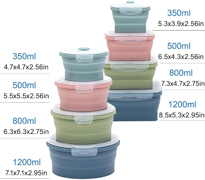 Collapsible Silicone Food Storage Container Set - Image 7