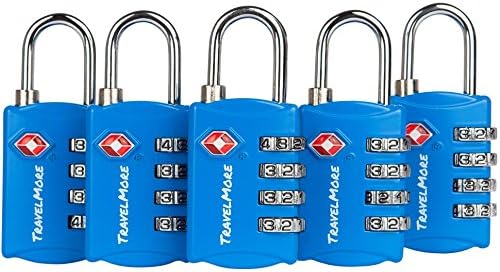5 Pack TSA Luggage Locks with 4 Digit Combination – Heavy Duty Set Your Own by TravelMore