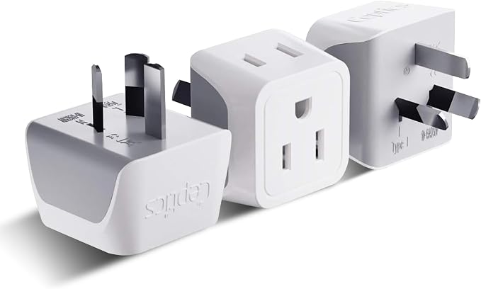 Ceptics Australia Power Plug Adapter, 2 in 1 Type I Plug Adapter, US to by Ceptics