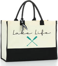Lake Life Tote Bag for Women Waterproof Personalized Beach Bag Canvas Bag Funny by HODREU