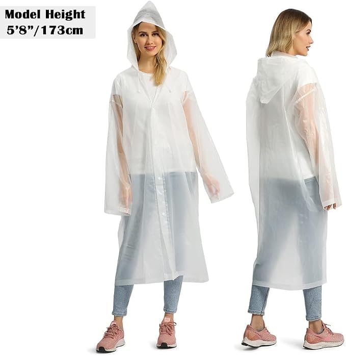 Opret 2 Pack Raincoats for Adults Reusable, EVA Rain Ponchos Lightweight Rain - Image 6