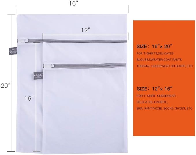 Kimmama Set of 2 Delicates Laundry Bags, Durable Zipper Mesh Laundry Bag - Image 2