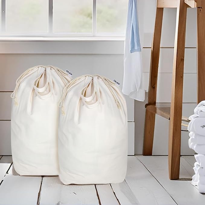 Canvas Laundry Bags with Handles & Square Base13.8"x 13.8", Large Heavy Duty - Image 7