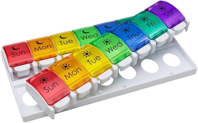 EZY DOSE Weekly Pill Case, Medicine Planner, Vitamin Organizer, 2 Times a Day by EZYDOSE