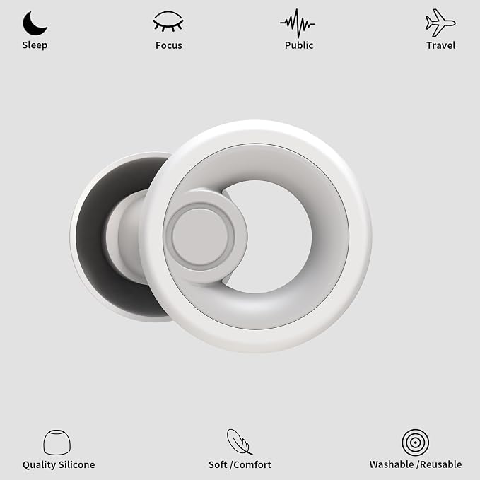 Ear Plugs for Sleeping Noise Cancelling 2 Sets, Reusable Earplugs Hearing - Image 2