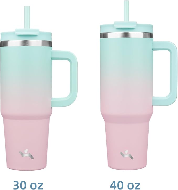 40 oz Tumbler with Handle and 2 Straws, 2 in 1 Lid Insulated Water Bottle - Image 3