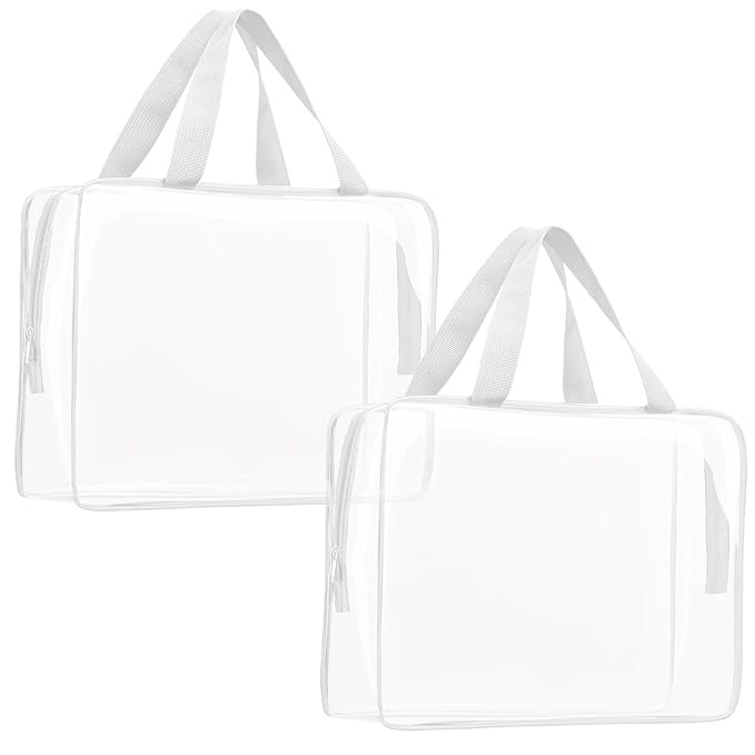 2Pcs Crystal Clear PVC Travel Toiletry Bag Kit by ROYBENS