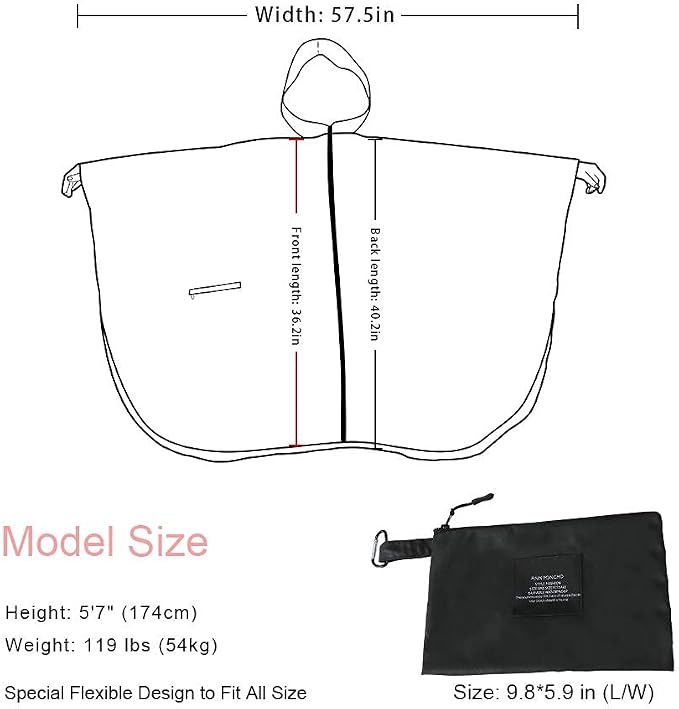 Rain Poncho Jacket Coat Hooded Zipper Style - Image 4