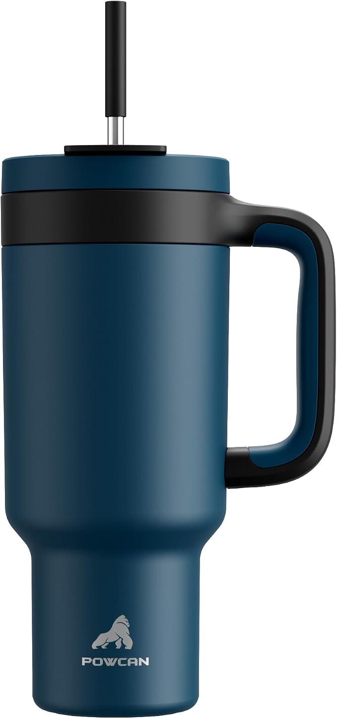 POWCAN 40 oz Tumbler with Handle, 2-in-1 Straw and Sip Lid, Dishwasher Safe by POWCAN