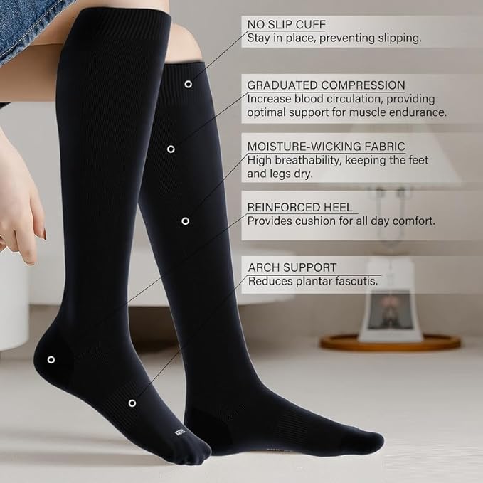 LEVSOX Compression Socks for Pregnant Women 20-30 mmHg Knee High Cute Funny - Image 2