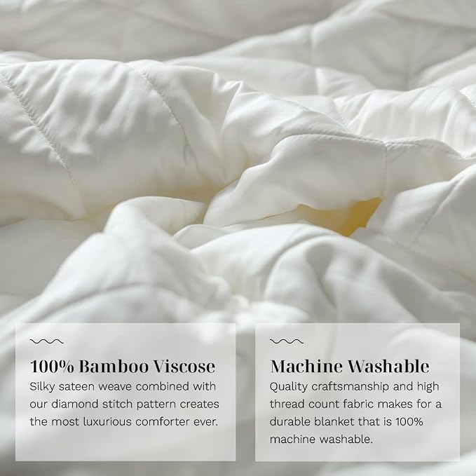 LUXOME Lightweight Blanket | 100% Rayon from Bamboo Fabric & Fill | Full/Queen - Image 4