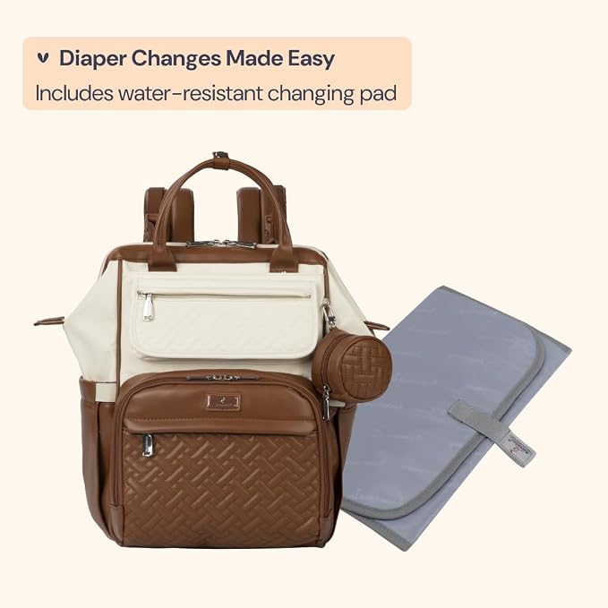 BabbleRoo Leather Diaper Bag Backpack, Unisex Stylish Travel Back Pack Nappy - Image 7