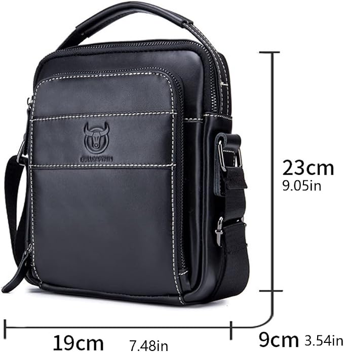 KPYWZER Genuine Leather Shoulder Bag Small Men Messenger Pack Handbag Sling - Image 6