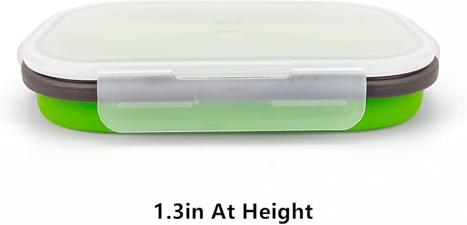 Green Food Grade Silicone Lunch Container Bento Box, Collapsible Food Storage - Image 6