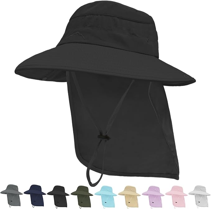 Sun Hats for Men Women, UPF50+ Protection Safari Hat, Wide Brim Fishing Hat by Rosoz
