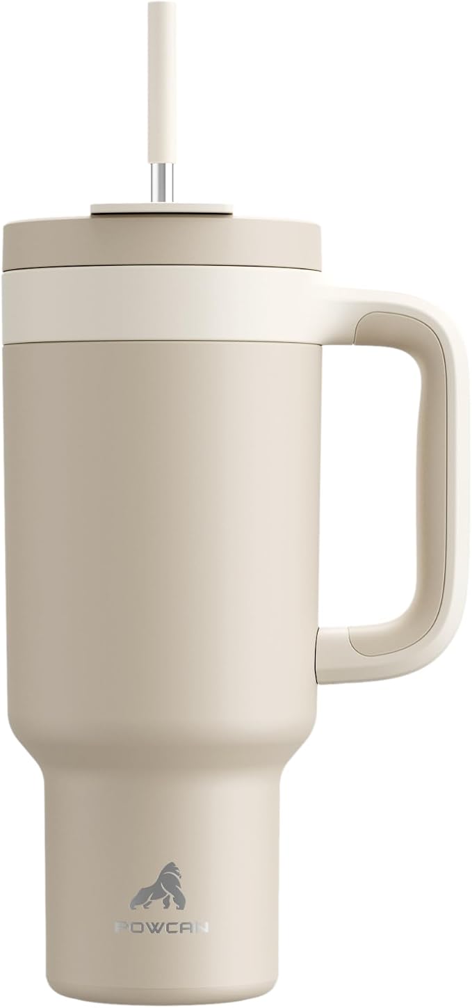 POWCAN 40 oz Tumbler with Handle, 2-in-1 Straw and Sip Lid, Dishwasher Safe by POWCAN