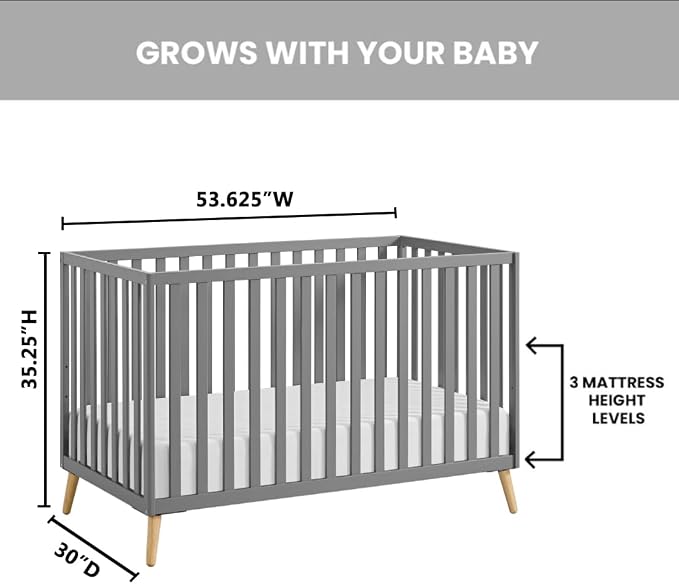 Oxford Baby Cozy Nest Convertible Island Crib, Dove Gray/Natural - Image 4