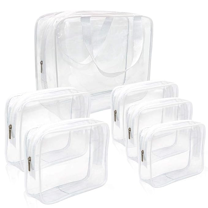 APREUTY Clear Makeup Bags, TSA Approved 6Pcs Cosmetic Makeup Bags Set Clear PVC by WelcometoAPREUTY