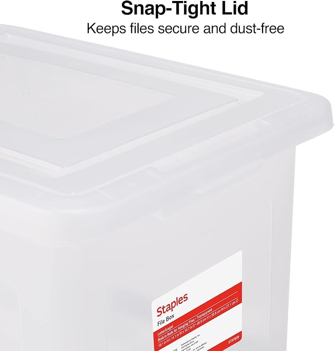 STAPLES Hanging File Folder Box, Storage Bin Organizer, Snap Lid, Letter & - Image 4