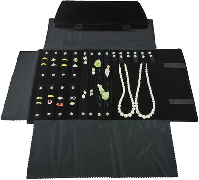 Velvet Travel Jewelry Case Roll Bag Organizer - Image 3