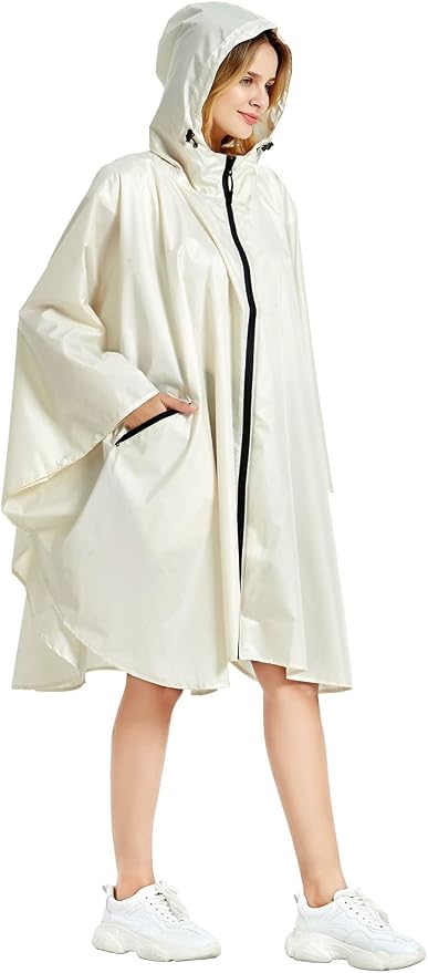 Rain Poncho Jacket Coat Hooded Zipper Style - Image 5