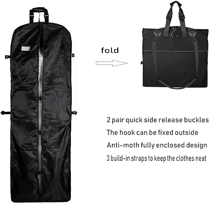 66" Versatile Travelling bags Wedding Dress Travel Garment Bag Tri-Fold Gown - Image 2