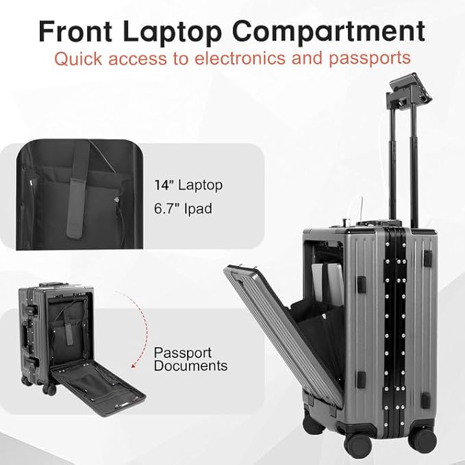 Carry On Luggage 22x14x9 Airline Approved Aluminum Frame, 20 Inch Hard Shell - Image 2