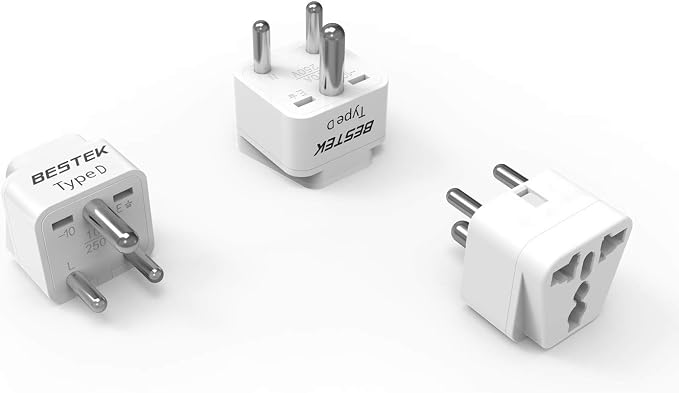 BESTEK India, South Africa Travel Plug Adapter, Grounded Universal Type D Plug by BESTEK