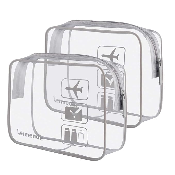 Lermende 2pcs Clear Toiletry Bag TSA Approved Travel Bag, Carry On by Lermende