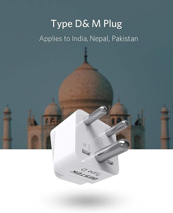 BESTEK India, South Africa Travel Plug Adapter, Grounded Universal Type D Plug - Image 7