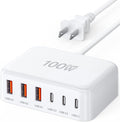USB C Fast Charger, 100W GaN 6 Port Type C Charging Station Hub Block Cube by BREEKET